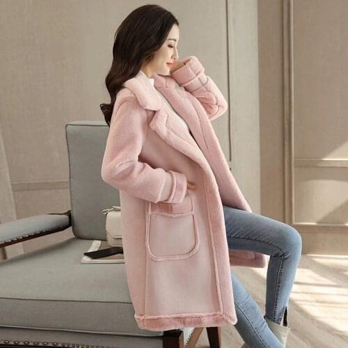 Winter New Thickening Plus velvet jacket female fashion Korean version of the long section Slim womens fur one cotton clothing