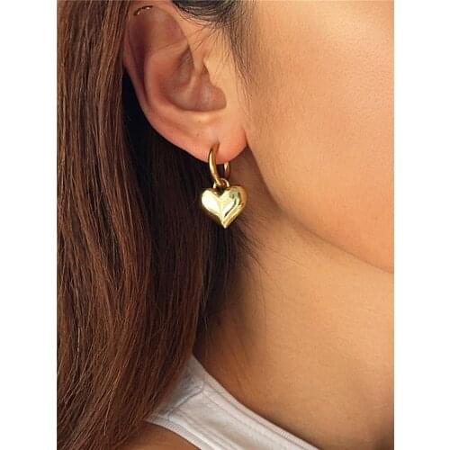 Kshmir vintage heart earrings Metal/stainless steel hoop splice copper/heart earrings women simple earrings fashion jewelrygifts