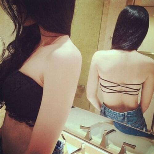 Women Strapless Lace Camisole Backless Bra Bandeau Slim Sexy Tube Tops 2018 summer hot sell