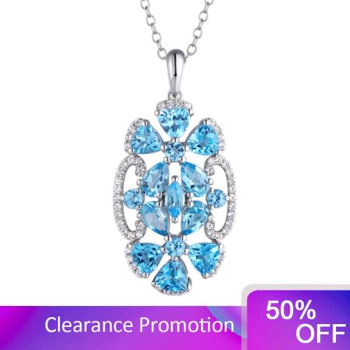 GZ ZONGFA High Quality natural blue topaz gemstone necklace Charm Jewelry accessories Sterling silver 925 pendant Necklace