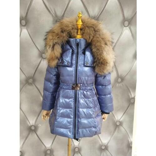 Real Fur Hood snow 2021 winter down jacket childrens overcoat girl down jackets child long thick outerwear duck down jackets