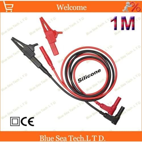 1 pair 1M multimeter pen extension test cable + 4mm jack test clip 13 AWG 2.5 sq silicone cable Free Shipping