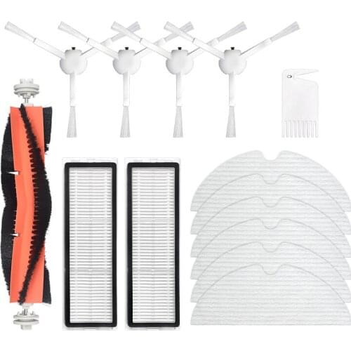 14Pcs Main Brush Side Brush Filter Disposable Wipe Cleaning Tool for Xiaomi Dreame F9 Robot Vacuum Cleaner Accessory