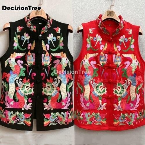 2021 embroidery qipao chinese traditional womens top sleeveless vest tang suit women elegant chinese traditional tang suit vest
