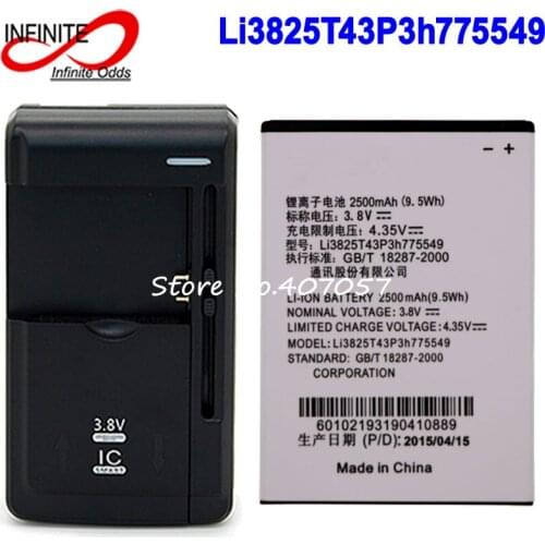 2500mAh Li3825T43P3h775549 Battery For ZTE Grand X Quad V987 U935 V967 Bateria Accumulator +Universal Charger