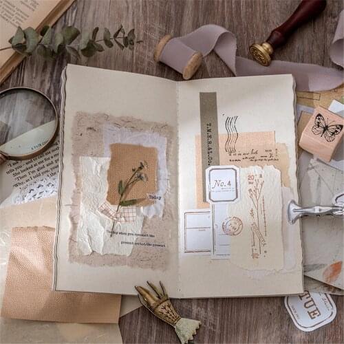 30pcs Retro Collage Background Base Creative Hand Account Decoration Basic Material Sticky Note School Supplies Memo Pad