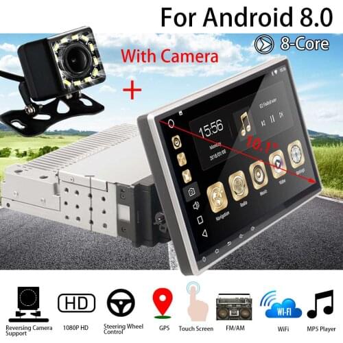 Car Multimedia Player 10.1 1G+16G for Android8 Car Stereo 1DIN bluetooth WIFI GPS Quad Core Radio Video MP5 Player With Camera