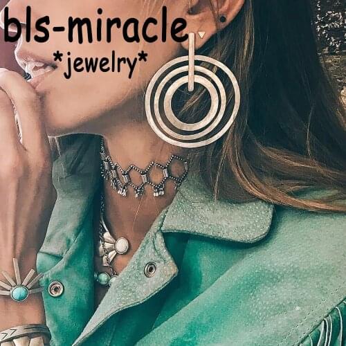 Bls-miracle Boho Swirl Geometric Earring for Women Earrings Fashion Steampunk Style Party Girl Gift Accessories Ethnic Jewelry
