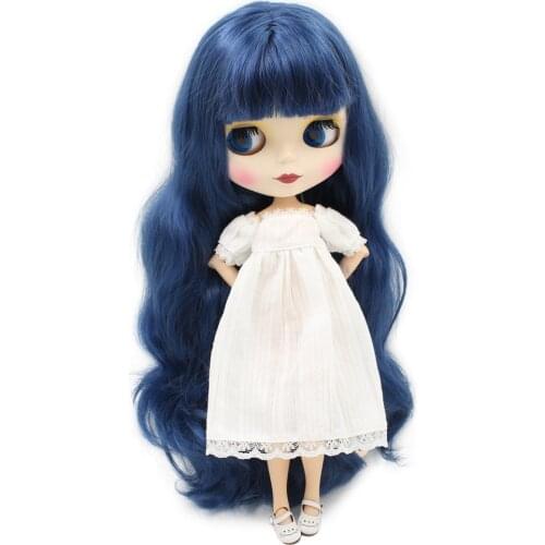 Blyth nude doll with Long Wavy Deep Blue Hair With/No Bangs 30 cm high Joint Body Matte Face DIY bjd toys No.280BL6221