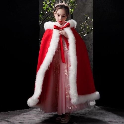Children Princess Fur Cape for Girls Role Play Party Dress up Cloak Formal Cosplay Accessory Cape Warm Beauty Kid Clothes