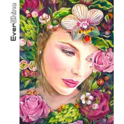 Evershine Diamond Embroidery Woman Full Square Round Diamond Painting Portrait New Arrival Mosaic Rose Cross Stitch Home Decor