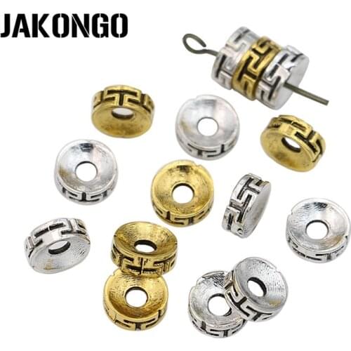 JAKONGO Antique Silver Plated Round Spacer Beads Loose Beads for Jewelry Making Bracelet Accessories DIY Handmade 8mm 40pcs
