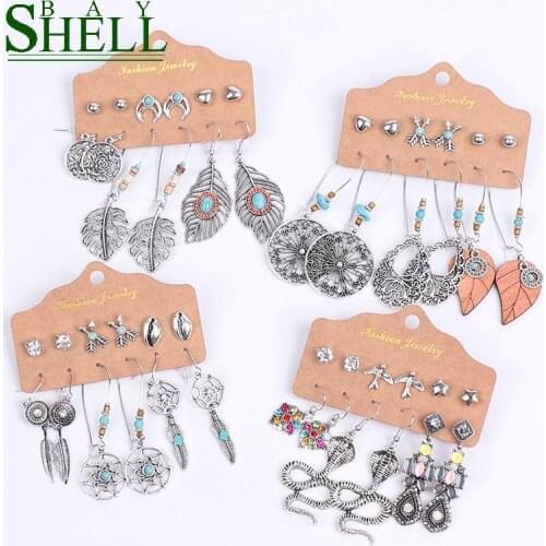 Shell Bay 2020 Long Earrings Set Women Boho Set Earrings Fashion Jewelry Small Drop Earrings Girl Snake Bohemian Gifts Wholesale
