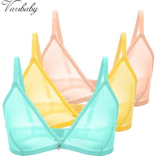 Varsbaby Sexy French Ultra-Thin Mesh Lingerie Lemon Yellow Mint Green Underwear Summer Breathable Bra Combination 3 PCS /Lot