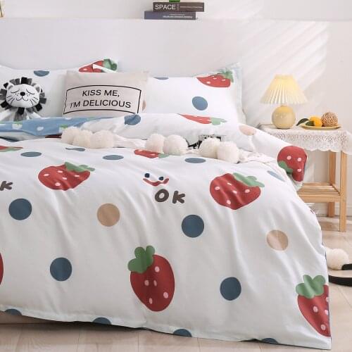 Boys Girls Bedding set Cute Strawberry Duvet cover set Soft Queen King Bed sheet Quilt Cover Pillowcases Flat Sheets Bedclothes