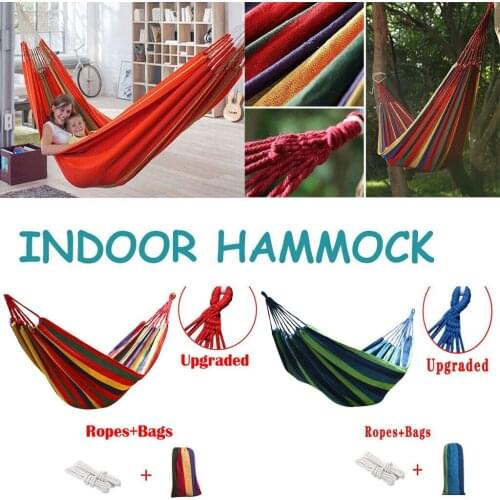 Camp Hammock With spreader bar Double Single Garden Swing Beach Sleeping bed Portable Outdoor Camping Garden hanging chair