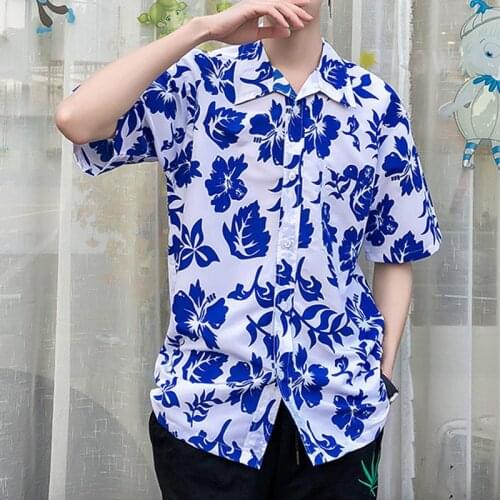 Summer Mens Short Sleeve Beach Hawaiian Shirts Casual Printed Floral Shirts Plus Size S-5XL Hawaiian Aloha Shirts Mens Clothing