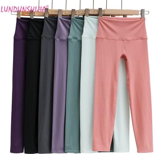 LUNDUNSHIJIA 2020 Women Sexy Slim Skinny Pants Solid Color High Elastic Waist Cotton Ankle-Length Leggings 7 Colors