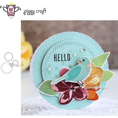 Piggy Craft metal cutting dies cut die mold Lace circle round frame Scrapbook paper craft knife mould blade punch stencils dies