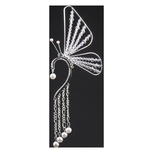 Fashion Crystal Tassel Clip Earring Butterfly Bow Ear Clip Ear Cuff Long Tassels Charm Fine Jewelry Gifts Party Wedding Jewelry
