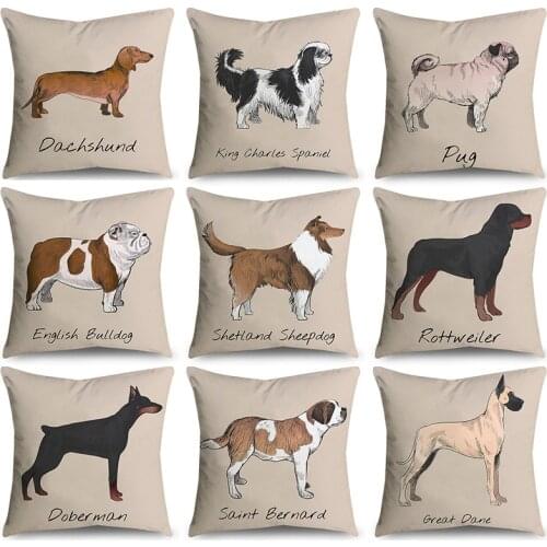 Cute puppy theme cartoon animal pug pet pillowcase cushion cover home decoration can be customized