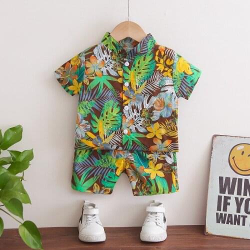 2021 Summer New Childrens Clothing Baby Boys Girls Clothes Short-Sleeved Shirt Shorts Suit Beach Fashion Baby Two-piece Set