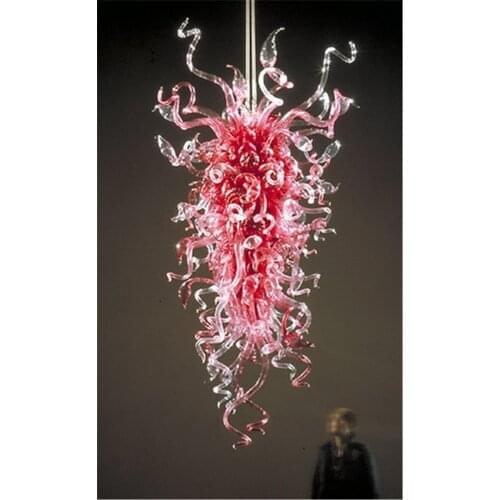 New Arrival Art Design Pink Hand Blown Glass Crystal Chandelier Light CE UL Certificate