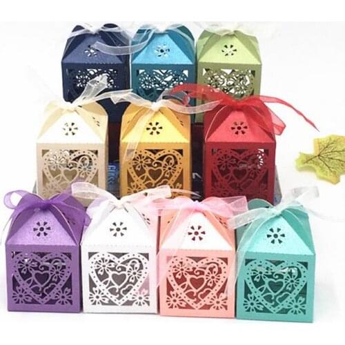 New European laser hollow candy boxes creative wedding candy box hollow love candy boxes paper gift box
