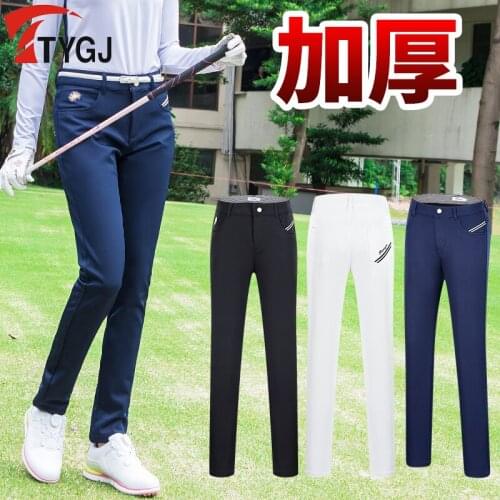Autumn Winter Women Golf Pants Thicken Keep Warm Trousers Plus Velvet Elastic Mid Waist Clubs Ball Pants Golf Clothing XS-XXL