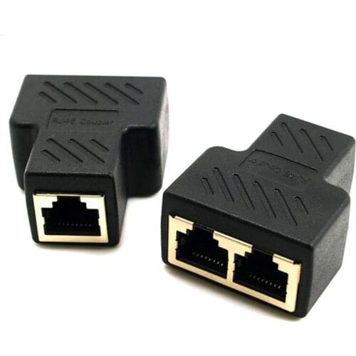 1 To 2 Ways RJ45 LAN Ethernet Network Cable Female Splitter Connector Adapter for Laptop Docking Stations