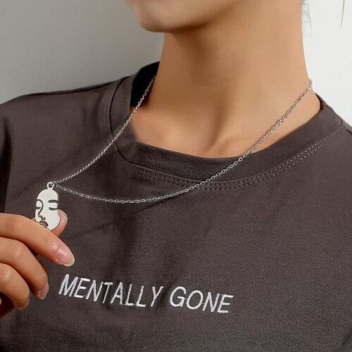 Harajuku Style Men Women Necklace Double Side Beauty Face Pendant Necklace Fashion Punk Rock Jewelry Accessories Couple Necklace
