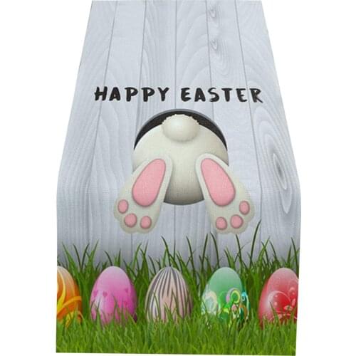 Easter Day Bunny Tail Eggs Table Runner Room Decoration Accessories Kitchen Fabric Happy Home Decor Table Flag Dropshipping
