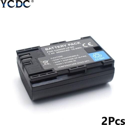 YCDC 2pcs 2650mAh Rechargeable Battery 55x37x20mm Digital Camera Bateria For Canon Eos 5D Mark II Mark III Mark IV 60d 7d 70d
