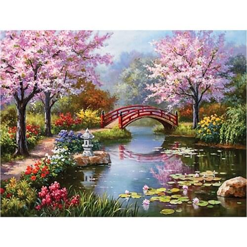 Landscape Waterfall DIY Embroidery 11CT Cross Stitch Kits Craft Needlework Set Printed Canvas Cotton Thread Home Design