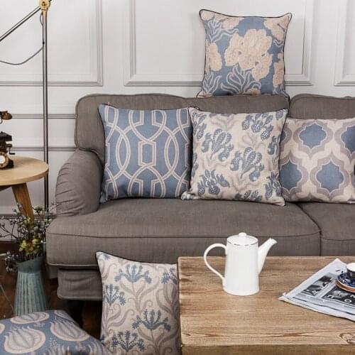 Wholesales Pillow Cover Vintage Blue European Floral Style Cushion Cover Home Decorative Pillow Case 45x45cm/30x50cm