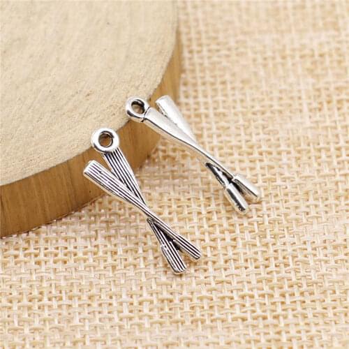 Handmade Pendants For Jewelry Accessories 40pcs Boat Oars Charms 22x8mm Antique Silver Plated