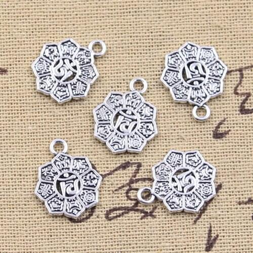 15pcs Charms Yoga Om 18x15mm Antique Silver Color Pendants Making DIY Handmade Tibetan Finding Jewelry