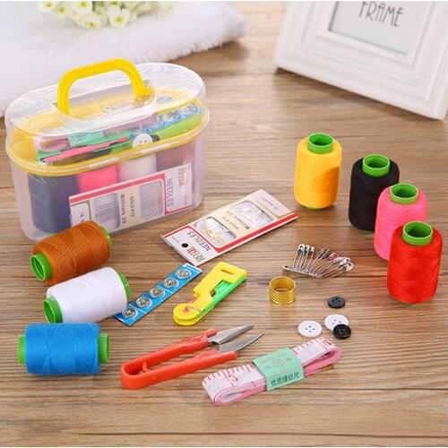 Portable Mini Travel PP Sewing Box with Color Needle Threads Sewing Kits Sewing Set DIY Home Tools
