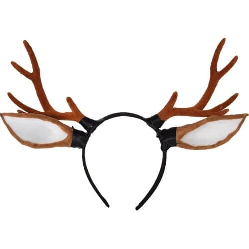 Steampunk Halloween Antlers Brown Deer Horns Hair Band Headband Goth Cosplay Accessories Headdress