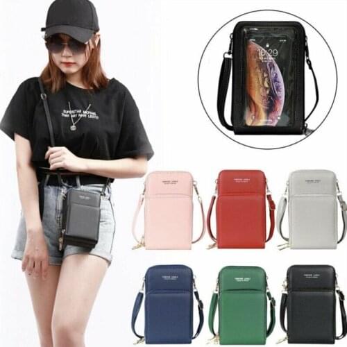Drop Shipping PU Leather Cellphone Crossbody Bag Fashion Daily Use Card Holder Small Touch Screen Phone Shoulder Bag for Women