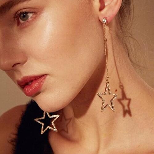 RONGBIN Arrivals Hot Fashion Brincos Bijoux Pentagram Star Metal Chain Long Statement Tassel Earrings For Wome Jewelry