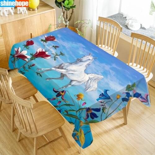 Horse Table Cloth Oxford Print Waterproof Oilproof Home Rectangular Party Table Cover 100X140cm/140X250cm