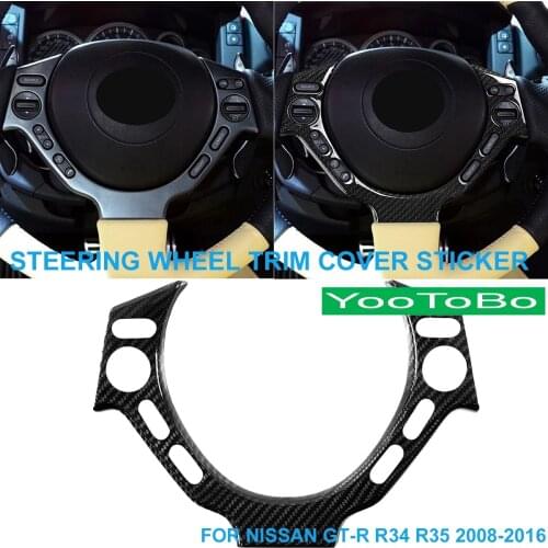 LHD RHD Car Styling Real Carbon Fiber Steering Wheel Central Trim Cover Panel Sticker Holder For Nissan GTR GT-R R35 2008-2016