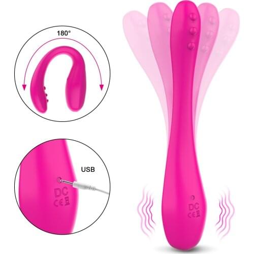 G-Spot Clitoral Stimulator Vaginal Massager 9 Speeds Bendable Sex Toys for Woman Remote Control Double Ended Dildo Vibrator