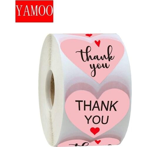Heart shape Pink thank you Stickers seal labels scrapbooking for Package stationery sticker label sticker