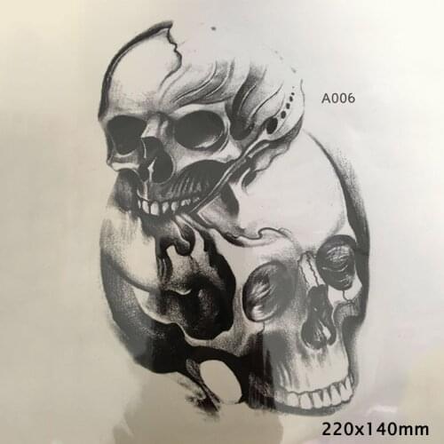 Waterproof Fake Tattoo Temporary Sticker Cool Men Fashion Punk Skull Pattern Tattoo Arm Body Art Large Fake Sleeve Shoulder