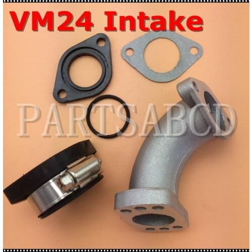 Carburetor Intake Adapter Boot Rubber Pipe & VM24 Manifold Flange & Gasket Set for 150cc-250cc Pit Dirt Bike ATV Quad Buggy