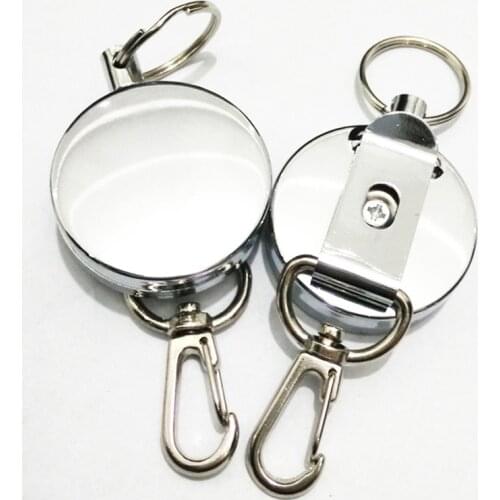 5 pcs/lot Retractable Pull Key Ring ID Badge Lanyard Name Tag Card Holder Office Recoil Reel Belt Clip Metal Housing Covers