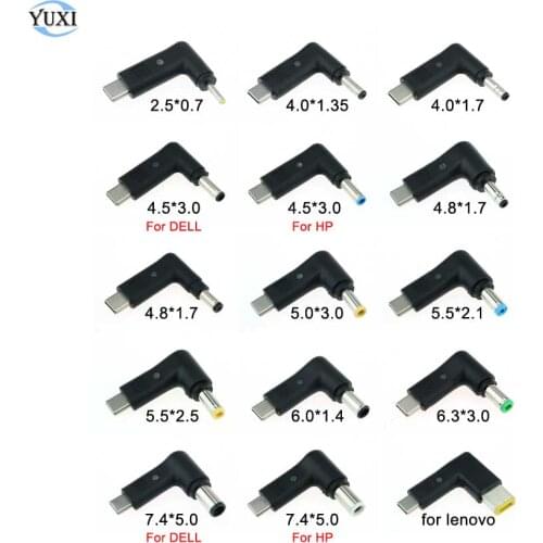 YuXi 1pc Laptop Charger Adapter Converter USB Type C Male DC Power Jack to 7.4*5.0mm 4.5*3.0mm 5.5*2.5mm for Lenovo Asus HP Dell