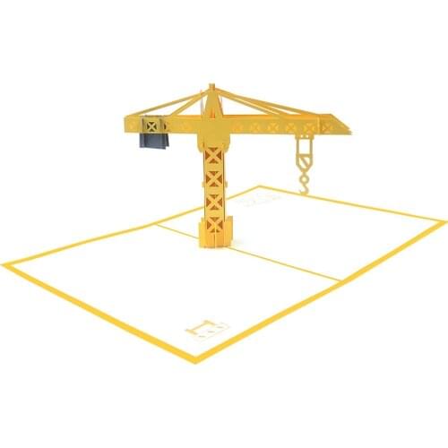 10pcs Wholesale 3D Handmade Tower Crane Paper Invitation Greeting Card Postcard Boy Birthday Party Bussiness Creative Gift